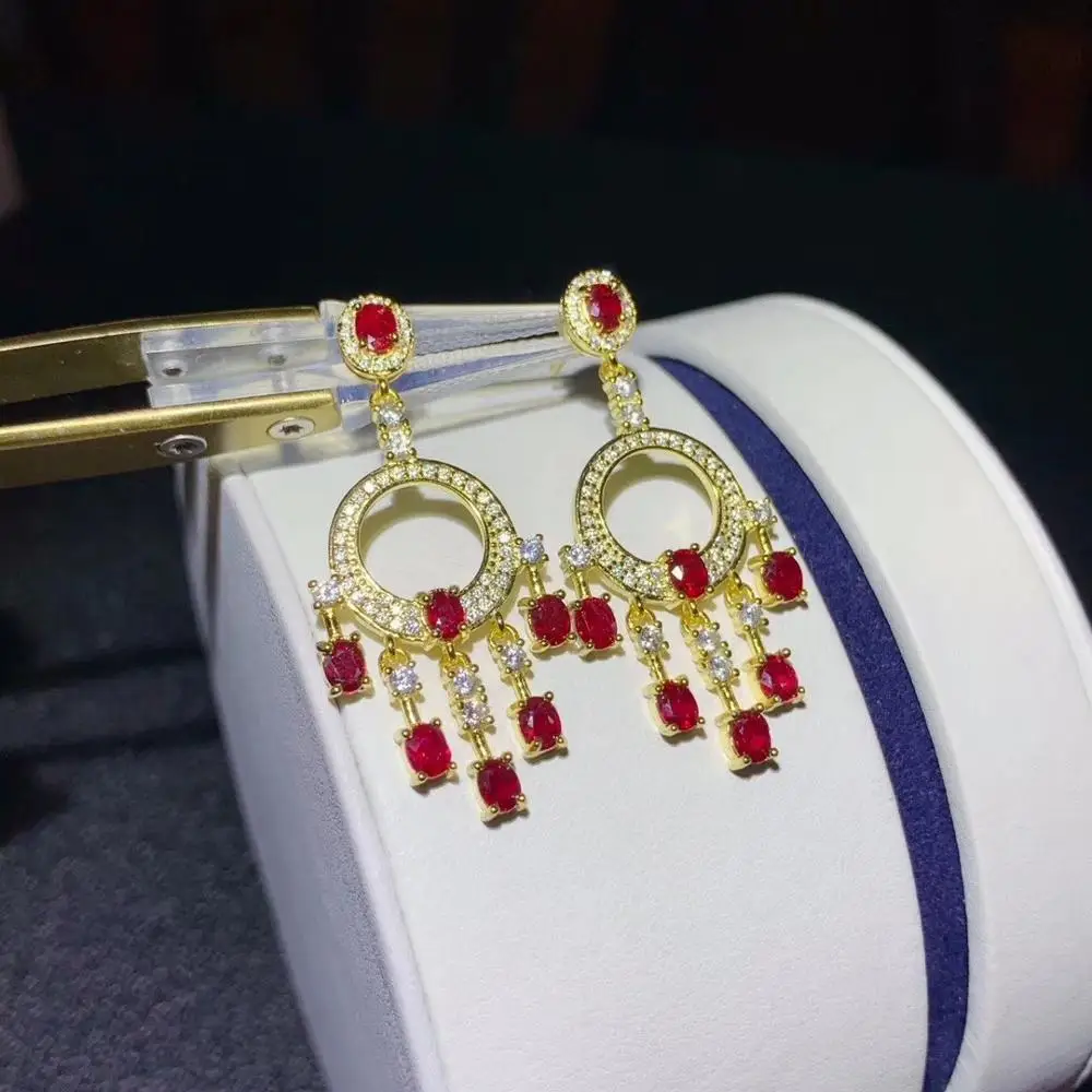 Super beautiful ruby earrings. Bright colors. Pigeon blood red, 925 pure silver