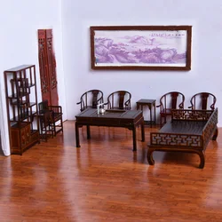 Dollhouse Miniature simulation Chinese Wooden Furniture Ornament Table Chair Cabinet Cupboard Bed Bookshelf 1pc 1:25 Scale