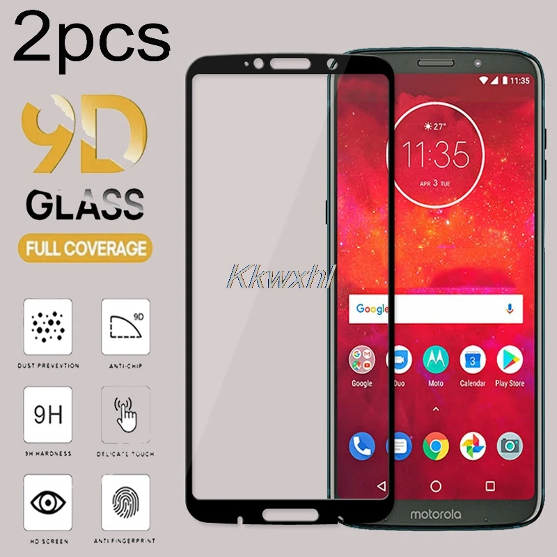 2PCS For Motorola Moto Z3 Play Screen Protector Full Glue Tempered Glass Protective Cover Film ON Z3Play XT1929