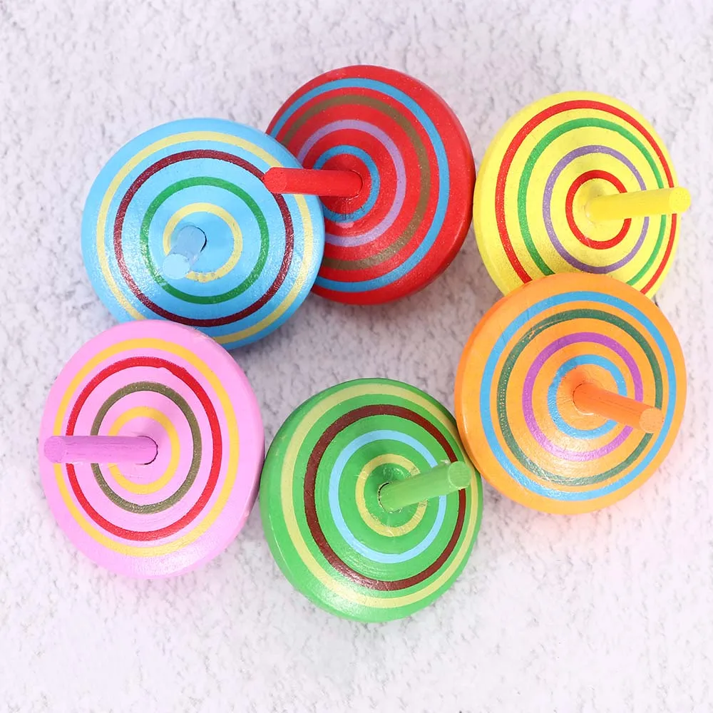 3Pcs Hot Sale Funny Spinning Top Multi-color Wooden Spinning Top Toys Children\'s Leisure Hand Spinning Toys For Kid Gift