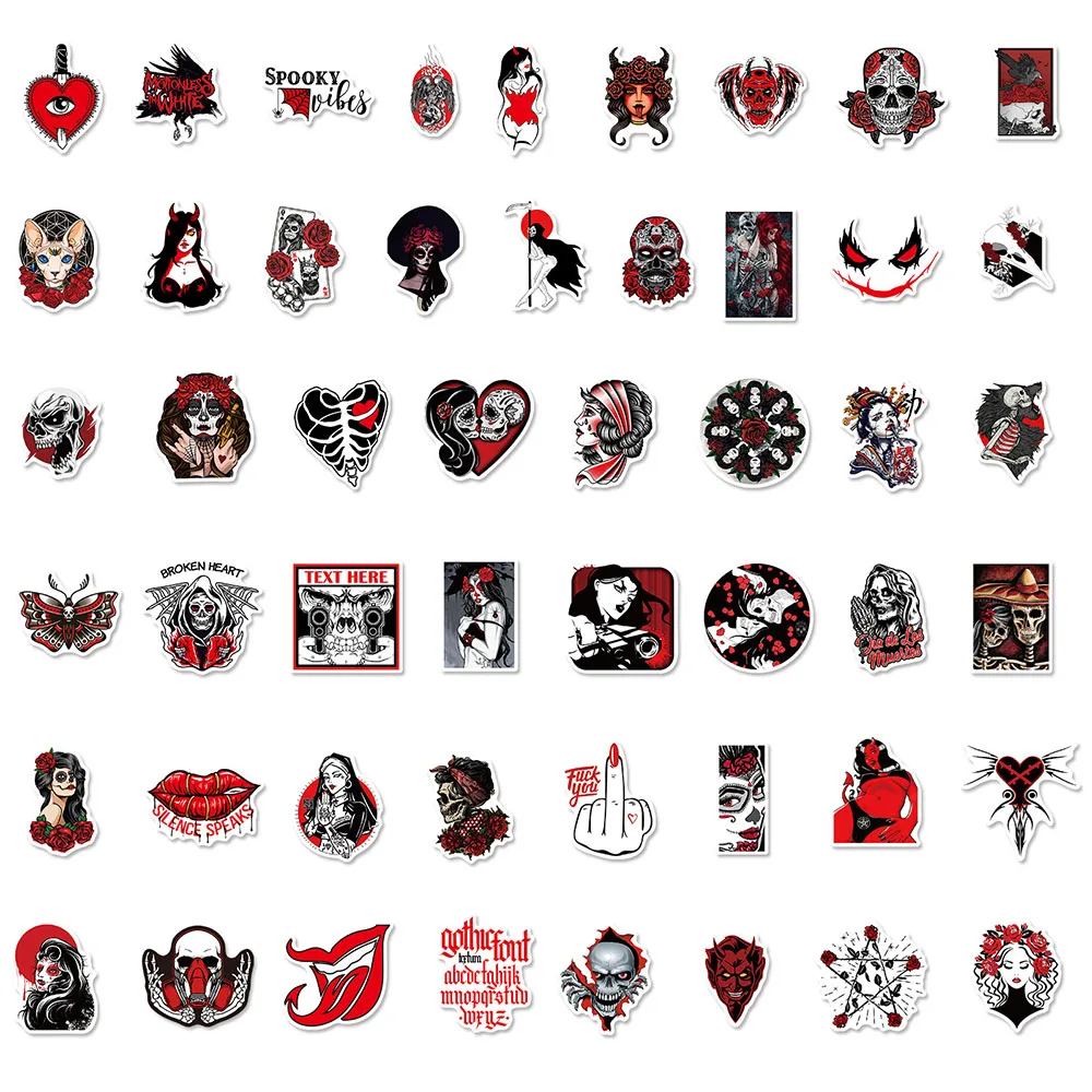 10/30/50pcs Punk Horror Gothic Graffiti Stickers Kids Toy Decals Laptop Phone Luggage Skateboard Car Cool Waterproof Sticker