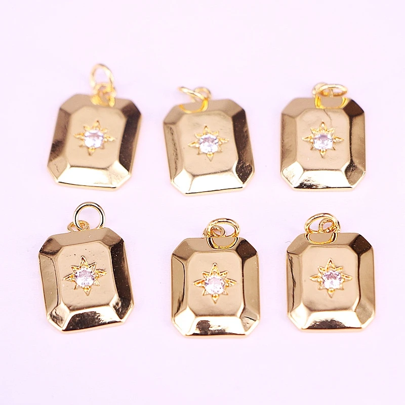 

10PCS, Cubic Zirconia Starburst Square Jewelry Pendants Gold Filled Crystal Pendants Jewelry Accessories