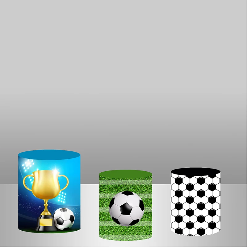 Soccer Round Backdrop Circle Sports Football Field Birthday Party Background for Boy Baby Shower Photo Studio Plinth Cover