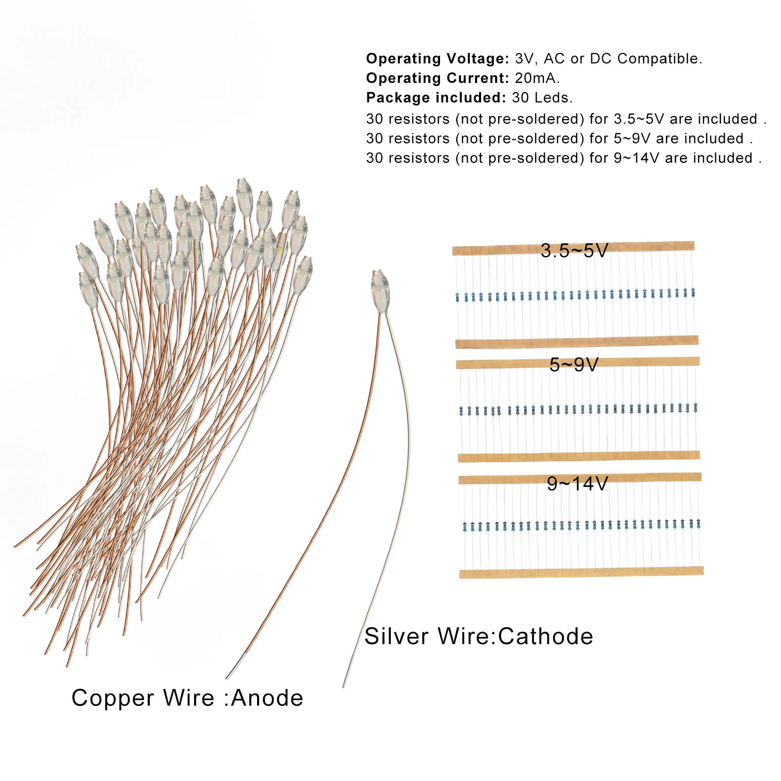 Evemodel 30pcs Pre-cablato Micro Litz Wire SMD LED 0603 copertura in resina leggera impermeabile CD0603