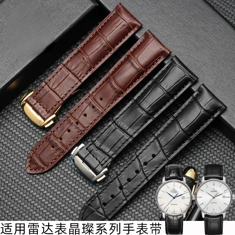 Watch Strap for Omega Speedmaster Butterfly Flying Strap Rado Diamond Master Crystal Gem Series Watch Band Black  20mm