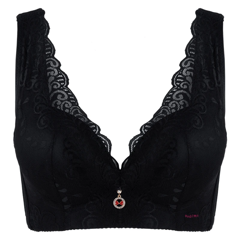 Sujetadores de realce de cobertura completa, ropa interior de talla grande con almohadilla, encaje con aros, sujetador trasero de belleza, copa D E