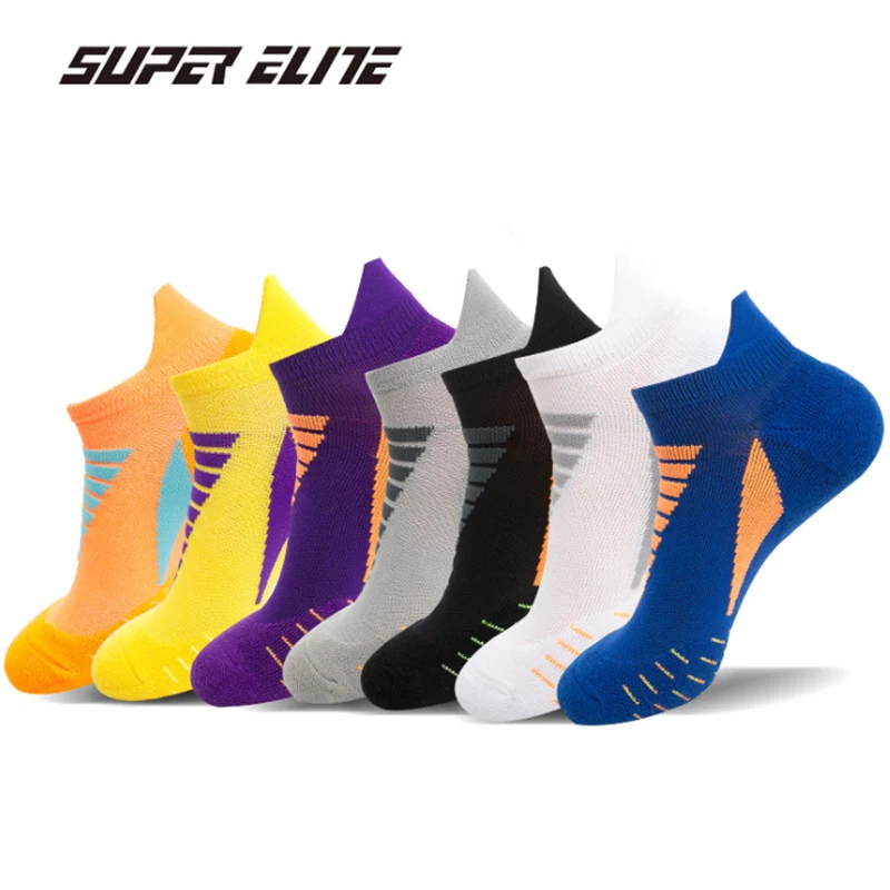 SUPER ELITE Pro Short Basketball Socks Solid Mesh Men's Invisible Ankle Socks Running Socks Cotton Riding Cycling Tennis Socks