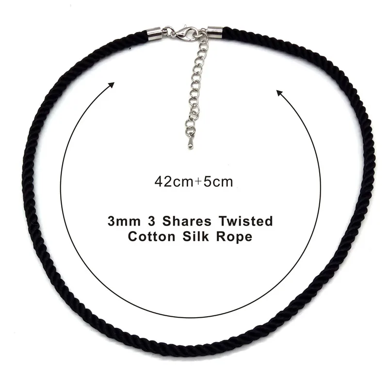 3 Pcs/Lot 3mm Fashion Shares Twister Cotton Silk Rope Chain Lobster Clasp Cord Used for Pendant Necklace Accessories Making