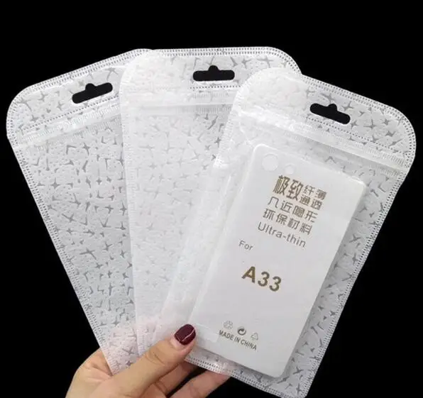 

1000pcs 5 Size Plastic flower Zip Cell Phone Case Event Bags With Hang Hole For Mobile Phone Shell Packaging Zipper Bag