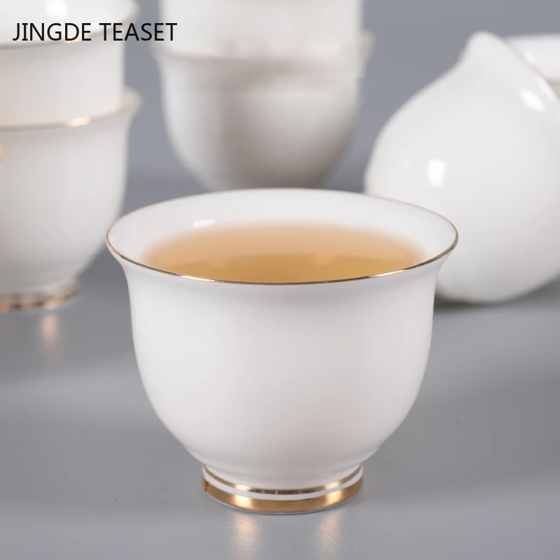 2pcs/lot Chinese Ceramic Teacup Suet Jade  Single Cup White Porcelain Tea Cups Teaware Accessories Master Cup Tea Bowl Drinkware