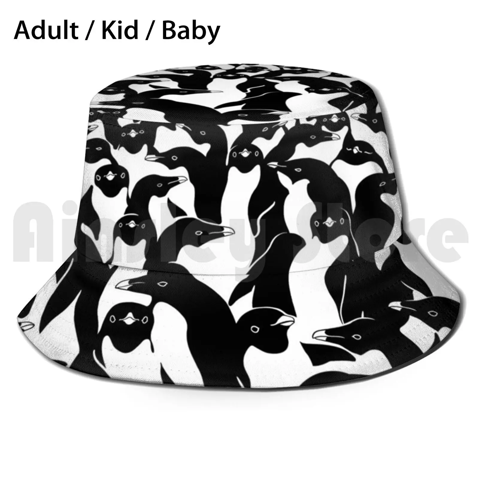 Meanwhile Pinguini Cappello Da Sole Cappello Da Pescatore Pieghevole Pinguino Bw Modello Camouflage Camo Modello Uccello Adelie Pinguino