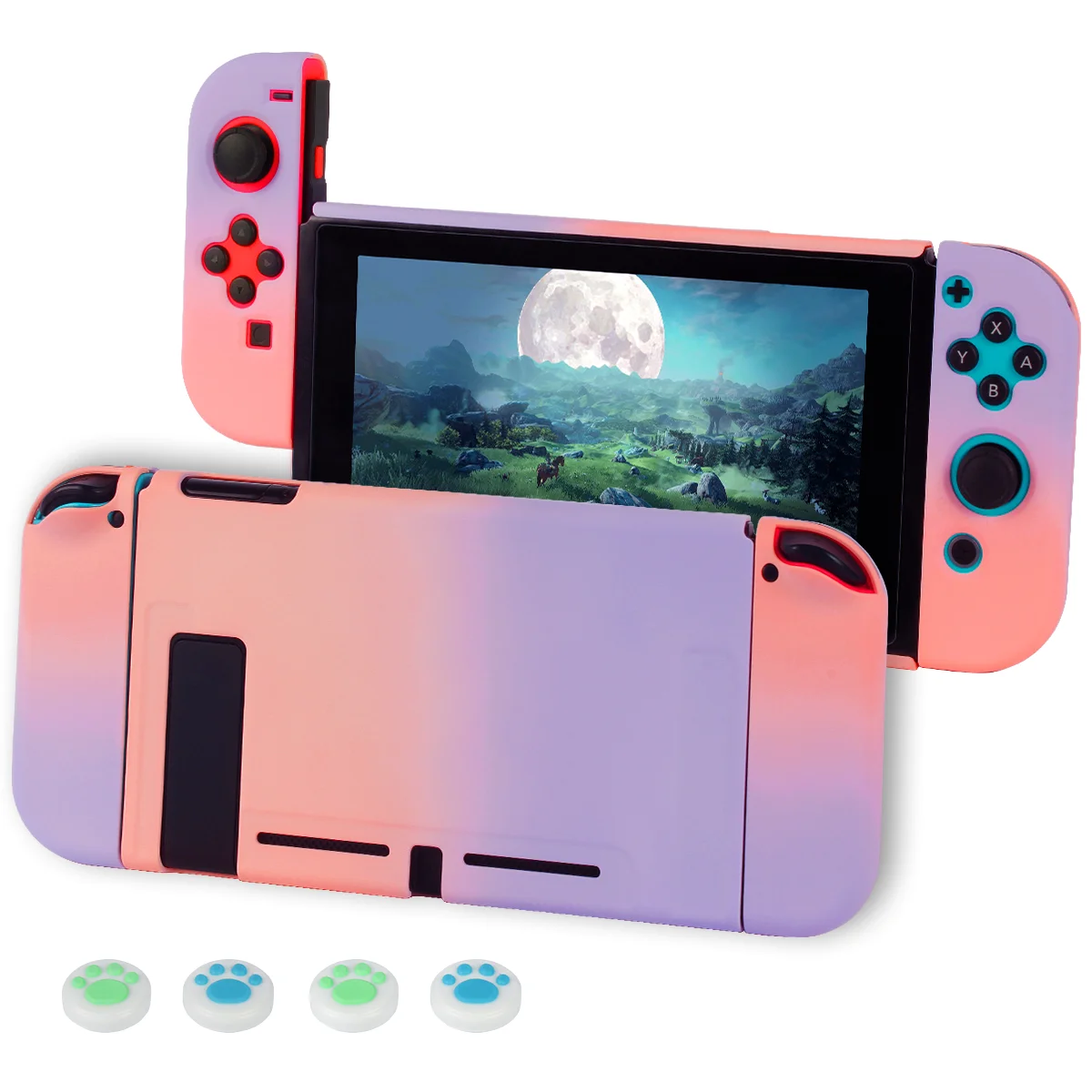 Cubierta trasera protectora para Nintendo Switch, carcasa rígida con gradiente de pintura de superficie colorida desmontable, Kawaii, NX, NS, consola Joycon