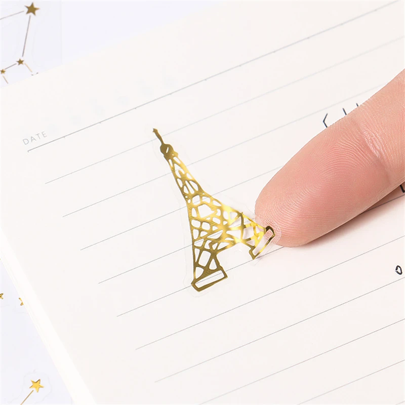 Looking World Foil Gold Color Diary Stickers Space Travel Snow Star Alphabet Adhesive Paste Note Sticker DIY Decoration A6177