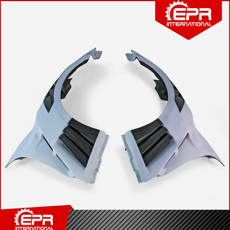 For Nissan GTR R35 2013 Ver VRS Style Fiber Glass Front Fender (with Carbon Fins + NIS Vents) R35 GT-R Body Kit Racing Part