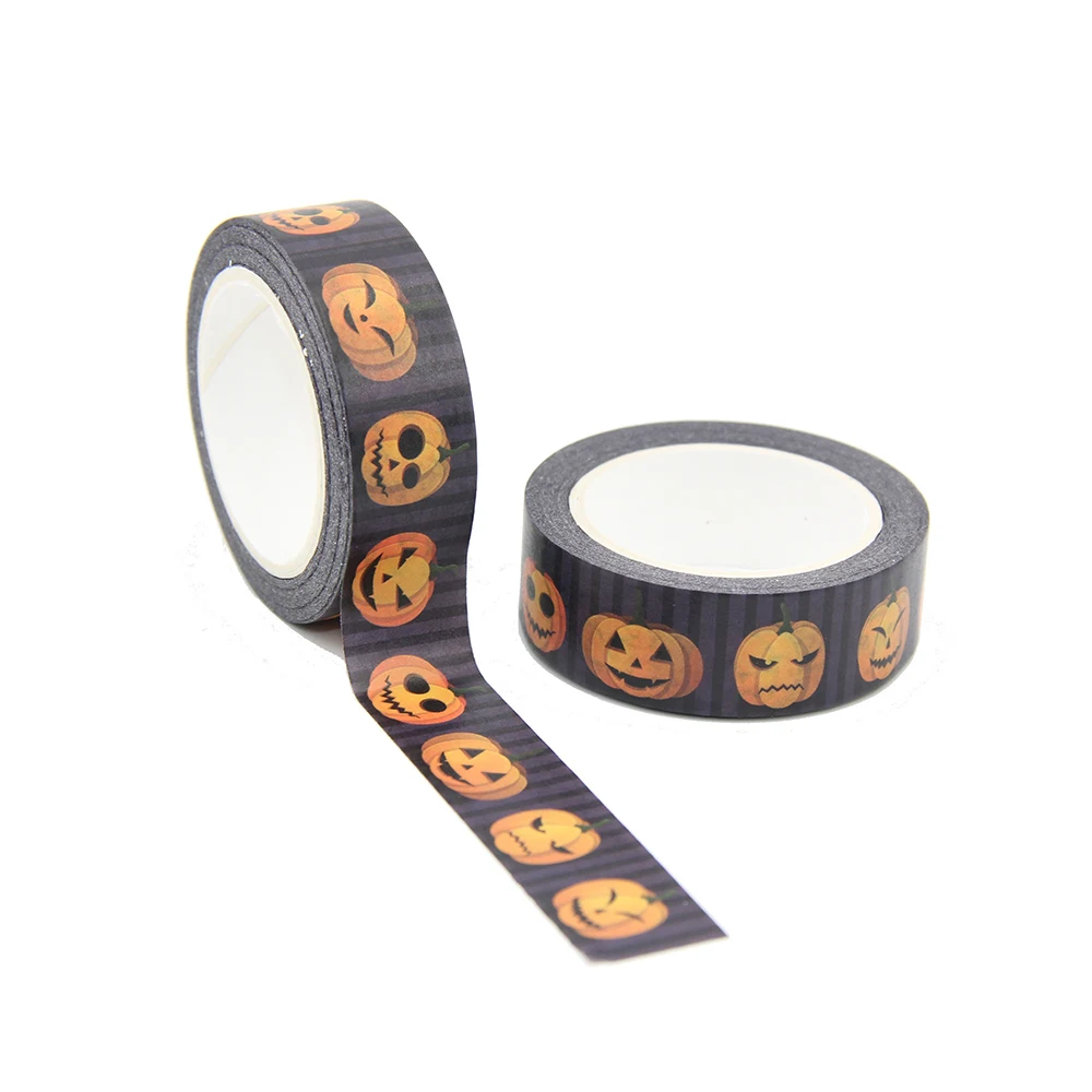 Mới 1 15MM * 10M Halloween Nhăn Nhó Bí Ngô Washi Băng DIY Thêu Sò Giấy Album Ảnh Keo Đắp Mặt Nạ băng