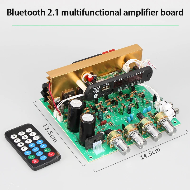 

KYYSLB 80W*3 Dual AC18-26V 4-8ohm 2.1 Channel Power Amplifier Board Multifunctional Bluetooth High Power Amplifier Board