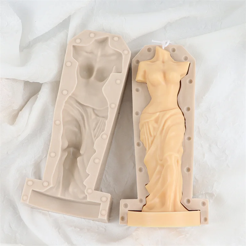 

Art Human Body Torso Mold Female Headless Broken Arm Venus Goddess Silicone Home Decor Candle Wax Mould