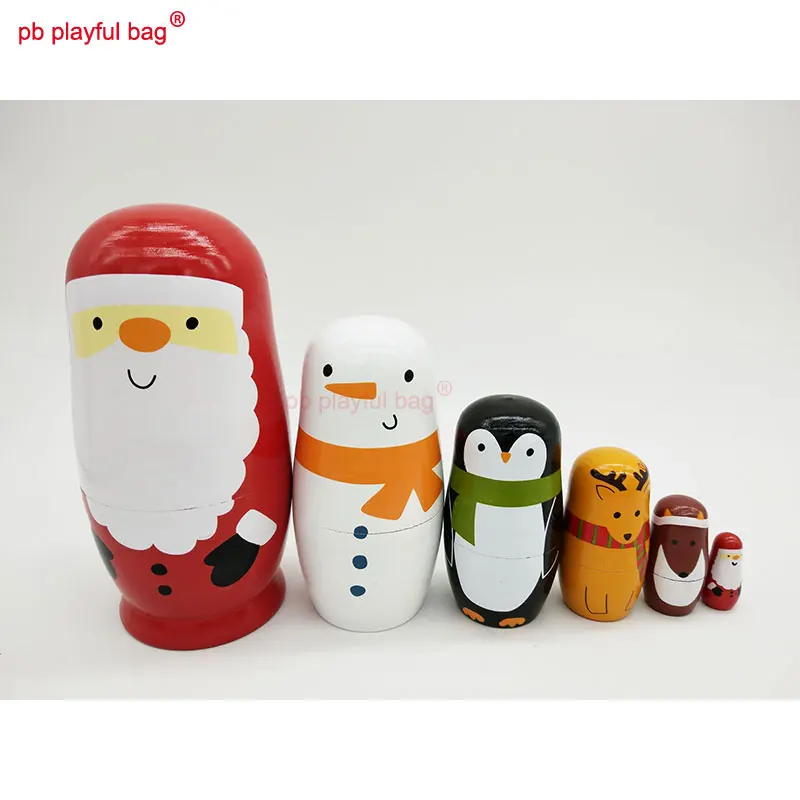 

PB Playful bag Russian dolls set six storey Santa Claus handmade wooden toys crafts Valentine's Day gifts Toys WG14