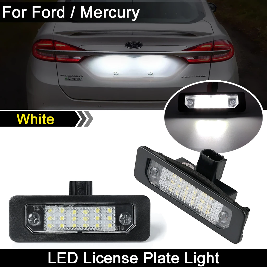 

2Pcs LED License Plate Light For Ford Flex Taurus Mustang Fusion Fusion For Mercury sable milan White Number Plate Lamp