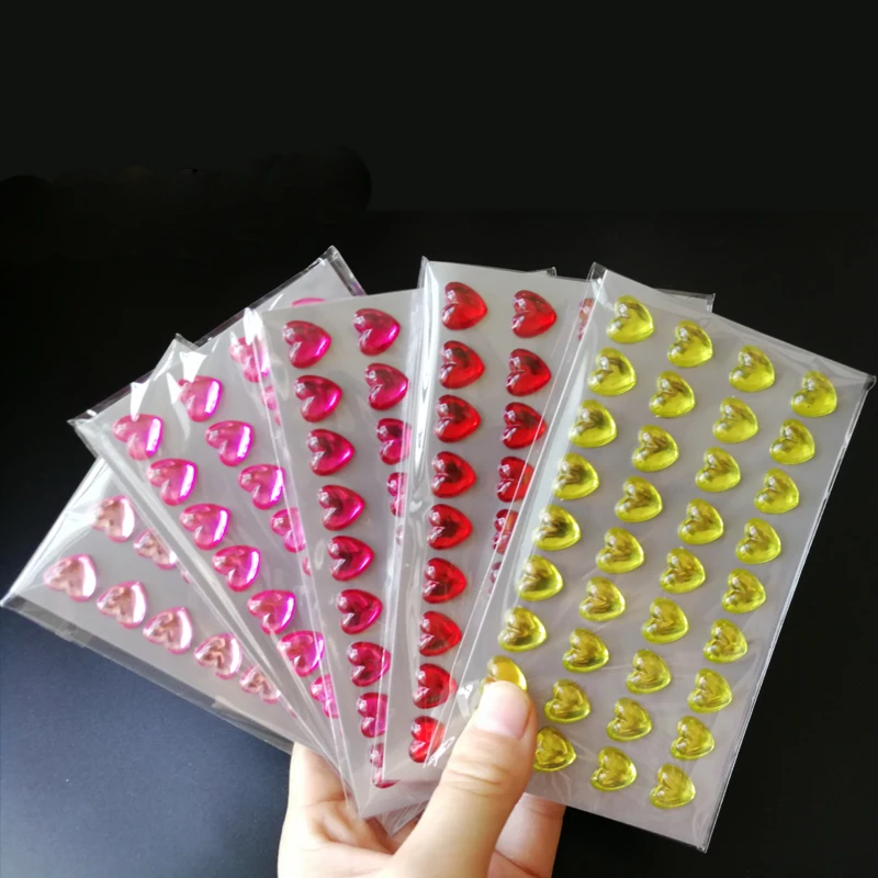 1PCS 3D Self-Adhesive Love Heart Design Fashion Body Face Stickers Gems Rhinestone Jewels Accessories For Party Festival