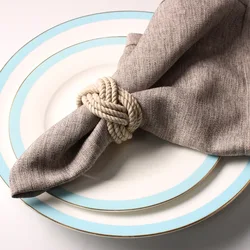 2PCS Hemp Rope Napkin Buckles,Hand Made Napkin Holder Rings,for Daily Dinner Party Wedding Dining Table Setting Farmhouse Decor