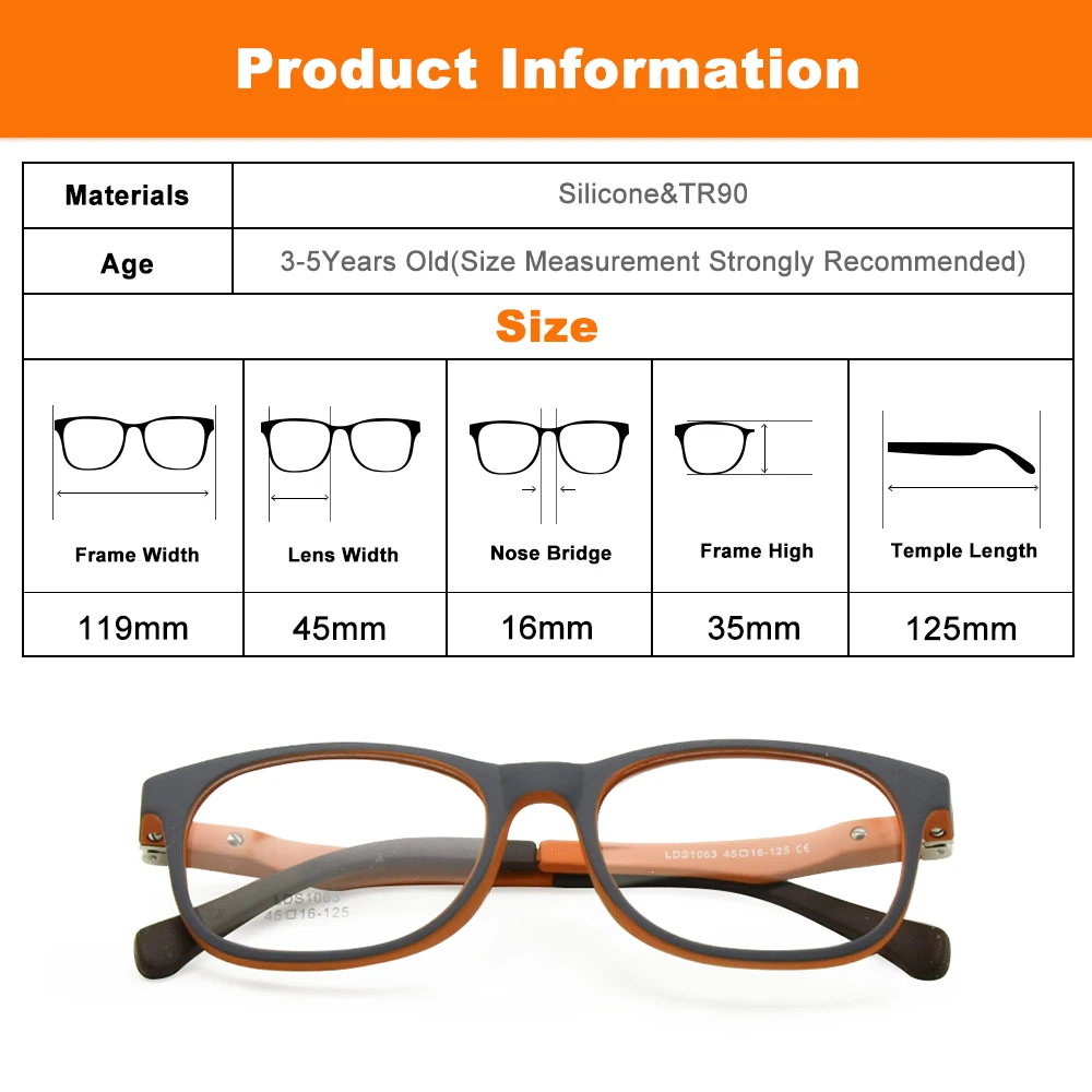 Kids Glasses TR90 Size 45 Safe Bendable with Spring Hinge Flexible Optical Frame Boys Girls Children Eyeglasses Plano Lenses - view 6