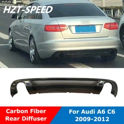 S Style Carbon Fiber Rear Bumper Lip Shovel Diffuser For Audi A6 C6 Car Body Kit Tuning 2009-2012