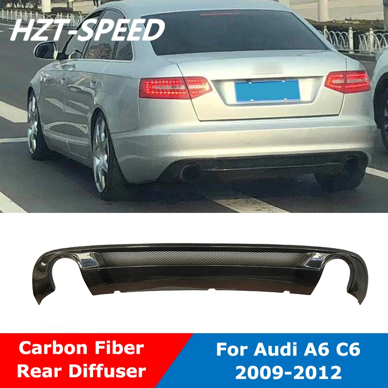 S Style Carbon Fiber Rear Bumper Lip Shovel Diffuser For Audi A6 C6 Car Body Kit Tuning 2009-2012