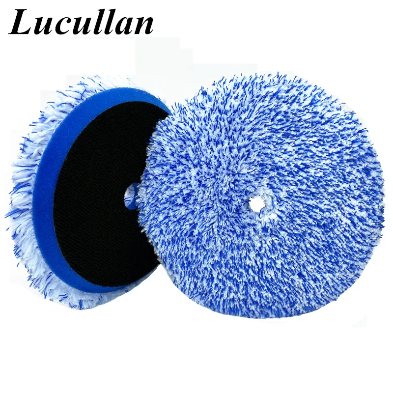 Lucullan 150X10mm Backer Microfiber Wax Removal Sponge DA Finishing Foam Pad with Black Hook&Loop