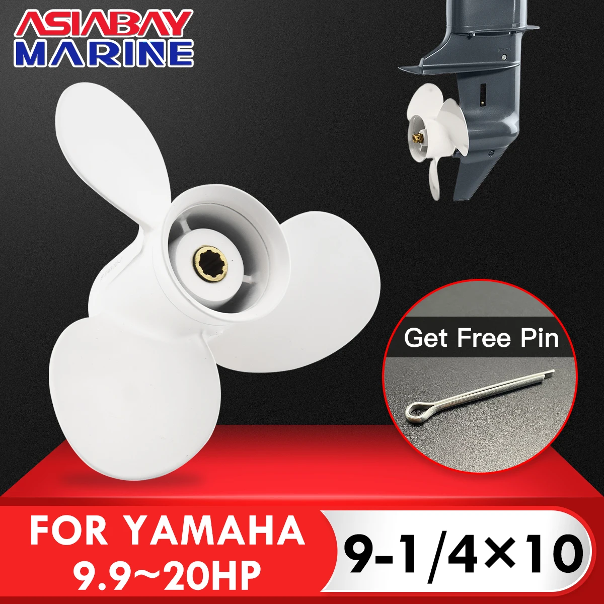 Outboard Propeller For Yamaha 9.9hp 15hp 9 1/4 *10 Boat Aluminum Alloy Screw 3 Blade 8 Spline Marine Engine Part 63V-45952-10-EL