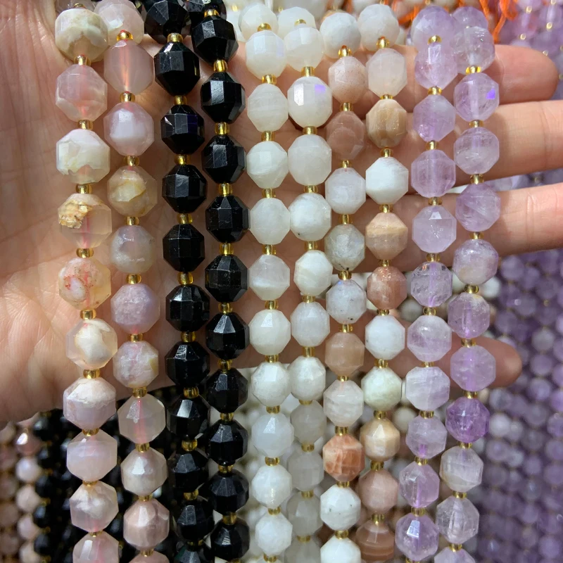 

9-10mm Natural Sunstone Amethyst Moonstone Black Agate Sakura Agate Stone Beads 15'' Round DIY Loose Beads For Jewelry Making