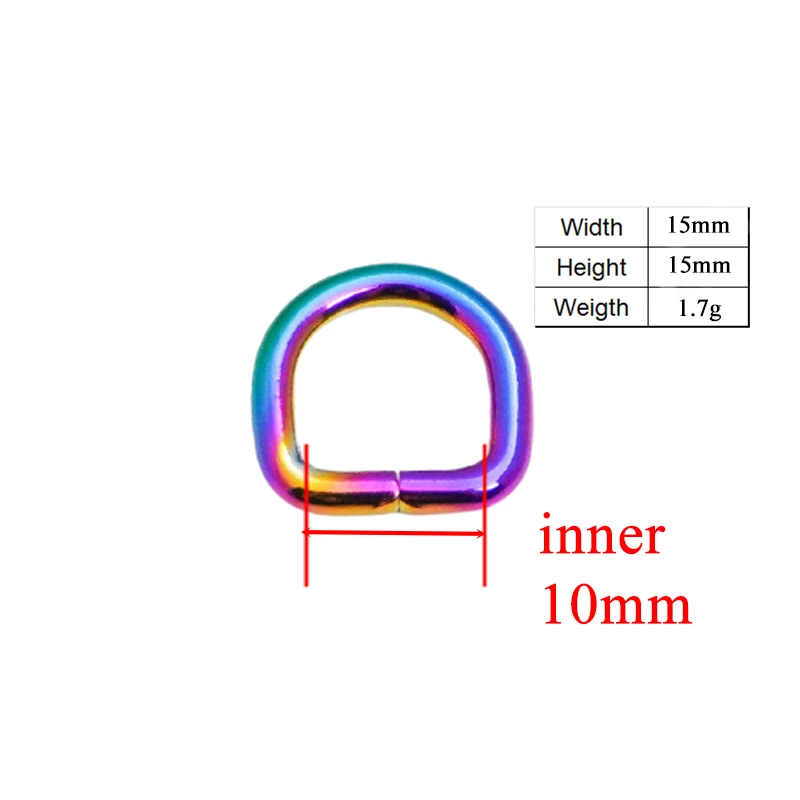 1pc Metal Non-Welded Nickel Plated Hardware D Ring For Garment Luggage Backpack Cat Dog Collar-Strap DIY 10mm parts 8 Colours