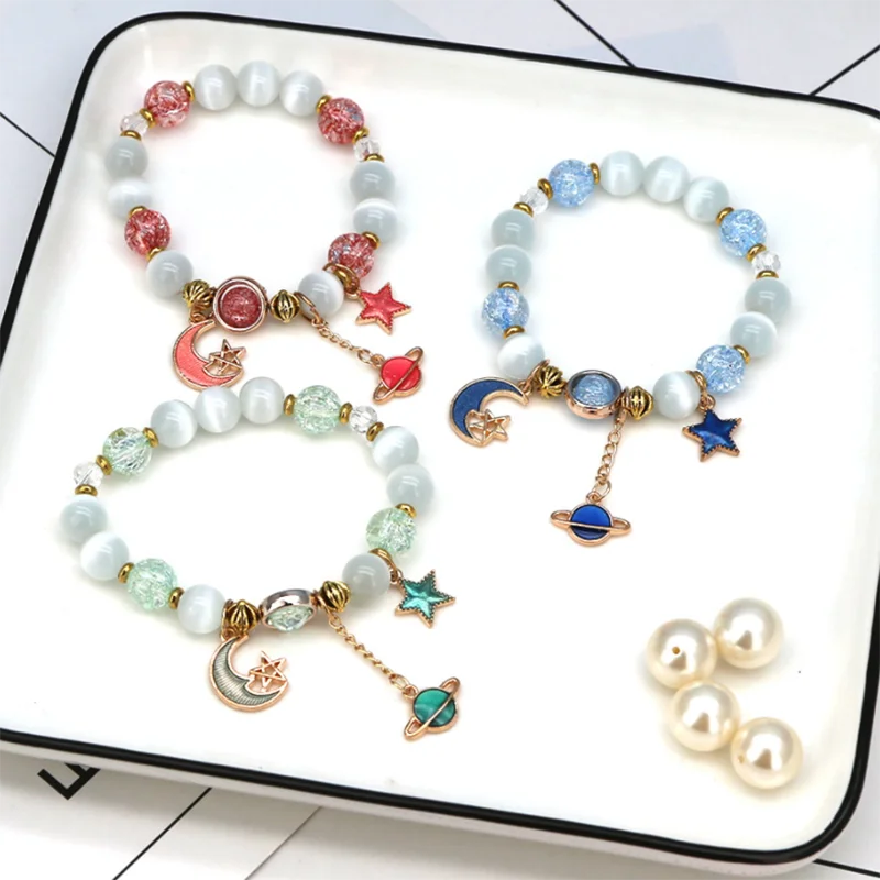 

Wholesale Fashion Trendy Colorful Grace Stars Moon Planets Multi-elemental Beaded Bracelet For Lover Women Gift