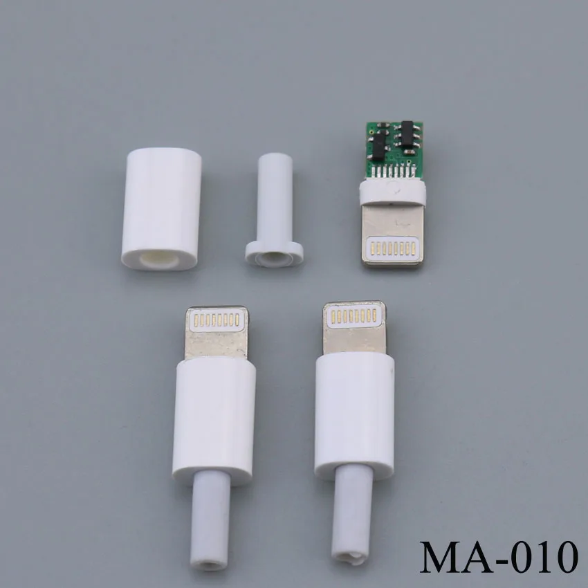 1 Set DIY Micro USB Type-C Welding Type Male 8 Pin Plug Connector w/Plastic Cover white/black for iphone 5 5s 6 6s plus 7 7plus - Image 5