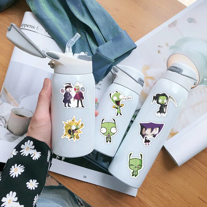 50 sztuk Invader Zim naklejki Paster bohaterowie kreskówek Anime śmieszne naklejki Scrapbooking Diy telefon Laptop wodoodporne dekoracje