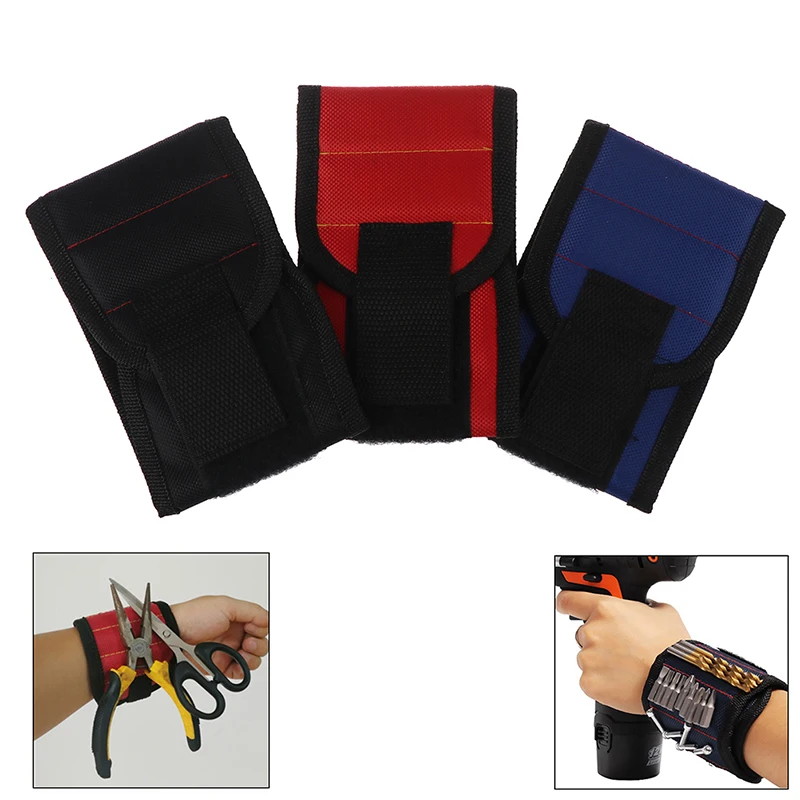 Magnetic Wristband Hand Wraps Tool Bag Electrician Wrist Screws Holder Bracelet For Home Repair（three Rows 6 Magnets）