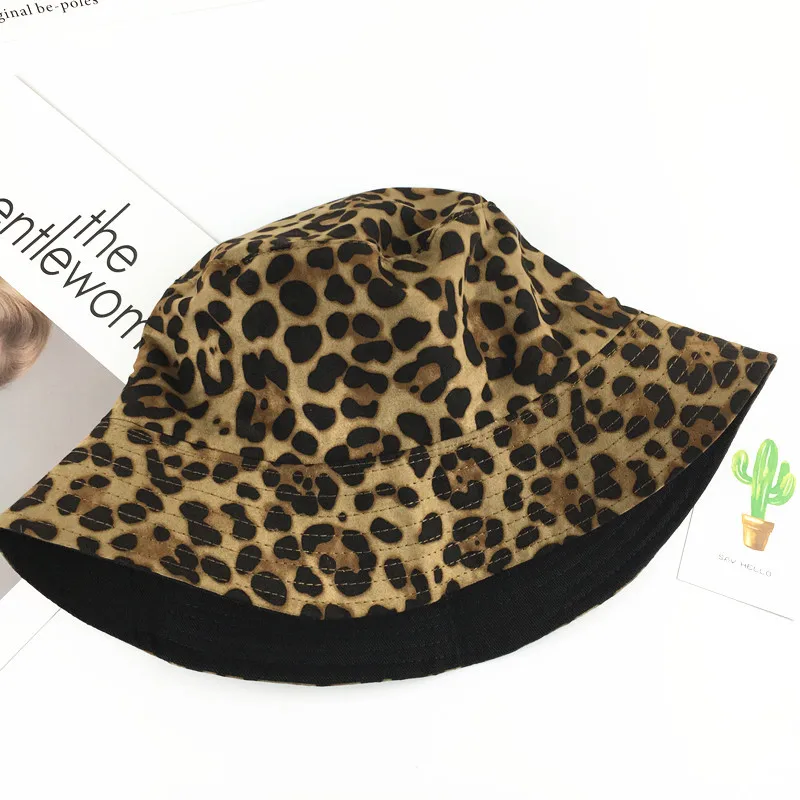 LDSLYJR 2019 Leopard print Bucket Hat Fisherman Hat outdoor travel hat Sun Cap Hats for Men and Women