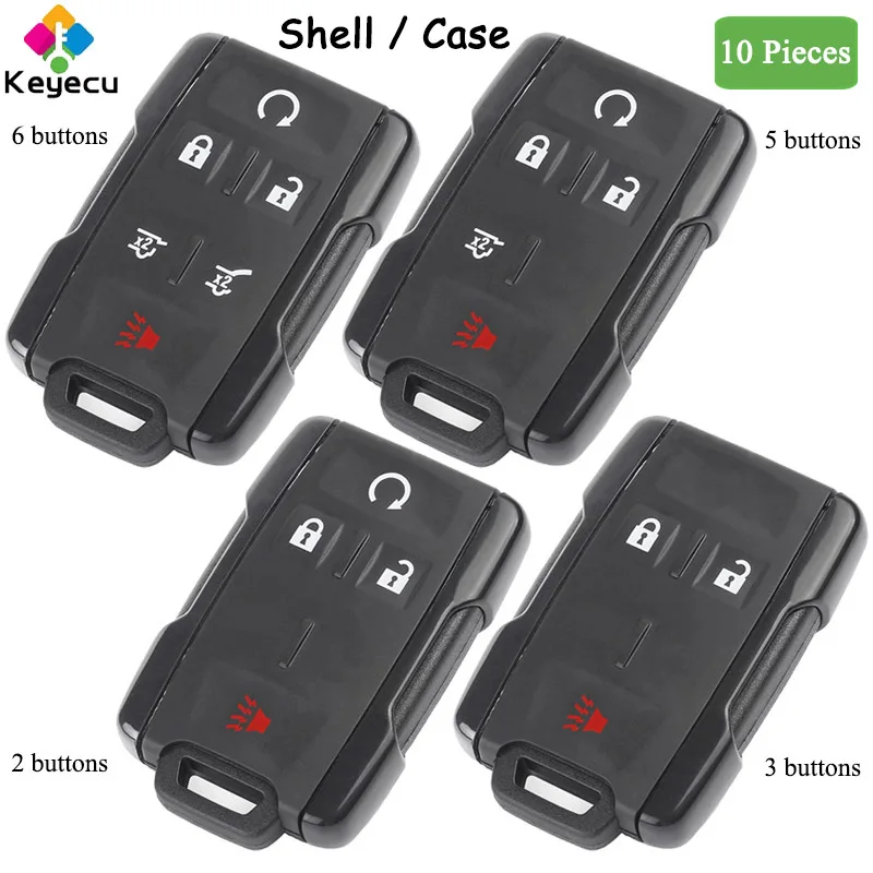 

KEYECU 10 Pieces Remote Car Key Shell Case Fob 3 4 5 6 Buttons for Chevrolet Tahoe Colorado Silverado Suburban GMC Canyon Sierra