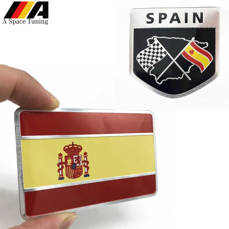 3D Aluminum Spain National Flag Emblem Badge Car Fender Sticker Decal Accessories For Opel Peugeot BMW VW Toyota Audi Ford Kia