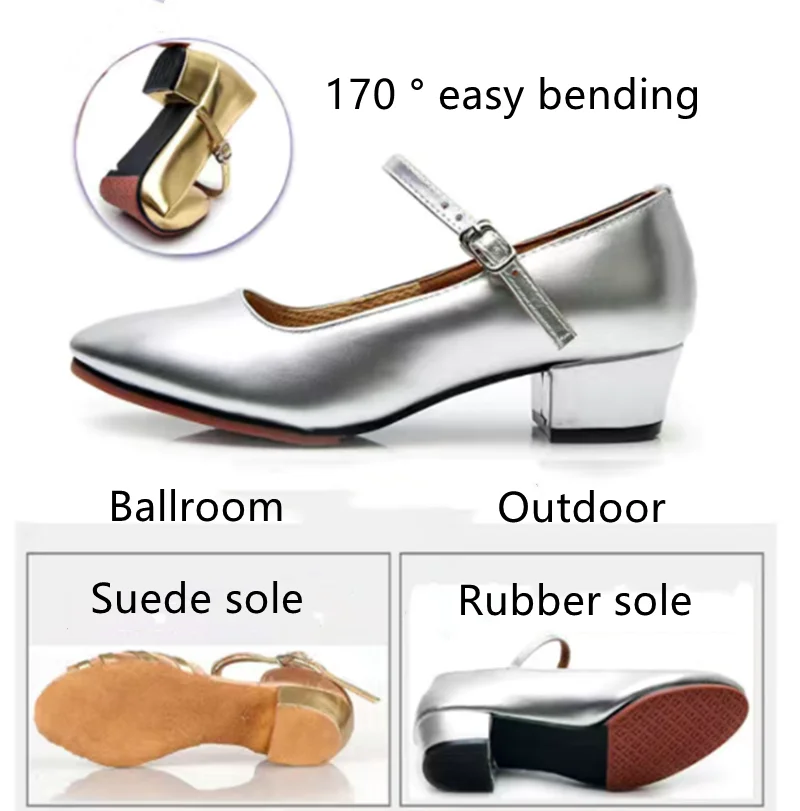 Ballroom Indoor/Outdoor Party Modern Dance Shoes Waltz Tango Dancing Closed Toe Salsa Shoes For Girls Ladies Women Heel 3.5CM