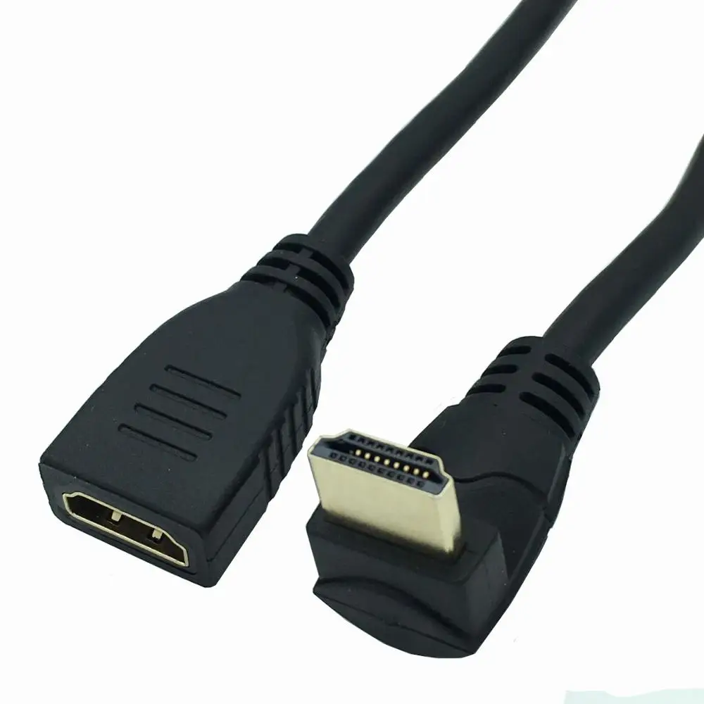 2.0 Extension Cable HDTV 90 Degree Right Angled Elbow Cord Male to Female Extender 2K*4K@60HZ Ultra 3D 1080P Ethernet