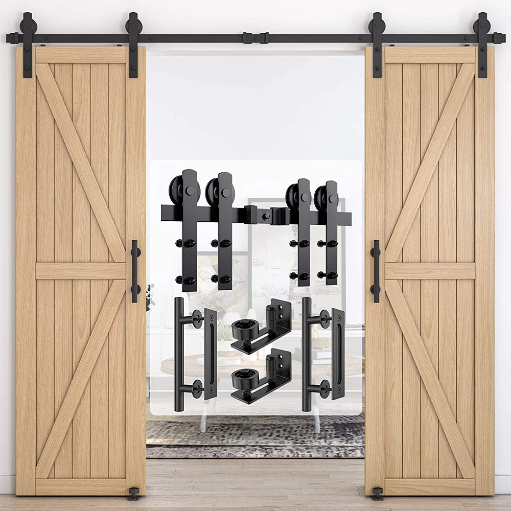 

Heavy Duty Sturdy Sliding Barn Door Hardware Kit Door Slides for Single Door Include 1 Door Handle and Floor Guide Set