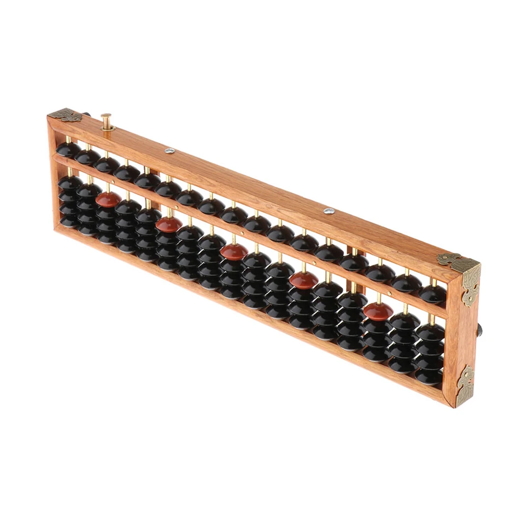 New Professional 17 Column Math Abacus Vintage Functional Art Abacus Wooden/Plastic Frame Beads Soroban Calculator with Reset