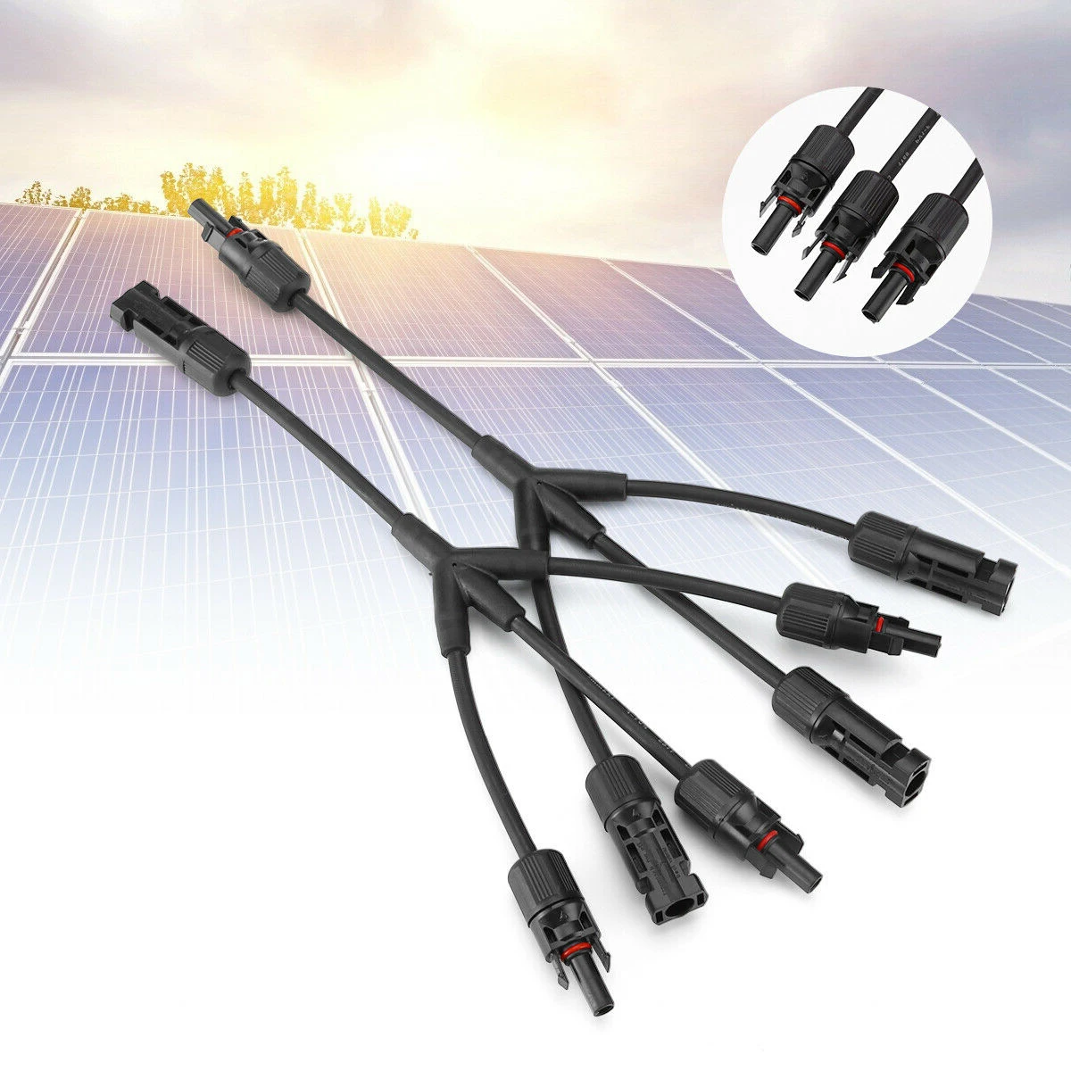 

1Pair 3Y Branch Connectors Parallel Connection Cable Solar Panel Cable Connectors Electrical Cable Connectors Extension