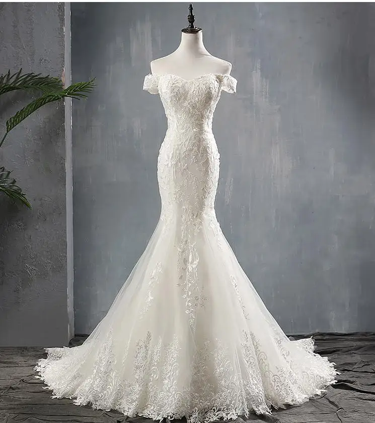 Gaya Baru Perahu Leher Off Bahu Gaun Pengantin 2020 Wedding Vestido De Noiva Putri Duyung Pernikahan Gaun Mewah Appliques Jubah Mariage