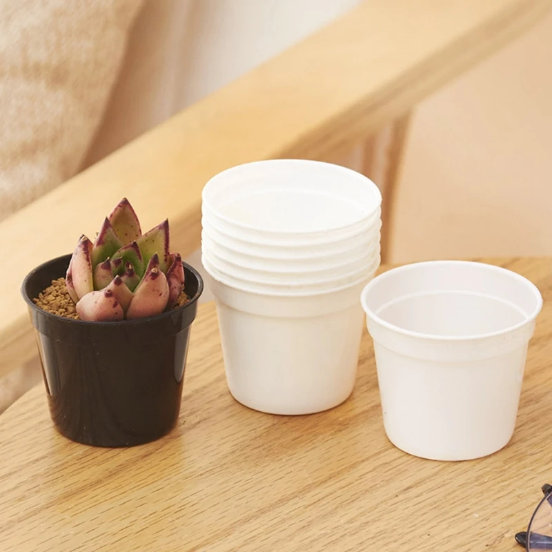 10 Pcs Mini Plastic Round Flower Pot Indoor Plant Pots Drainage Minimalist White/Black Home Decor Flower Gardening Pots for