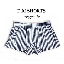 Gay Men's Underwear Fashion Low Waist Striped Home Pants Cotton Loose Boxers Size