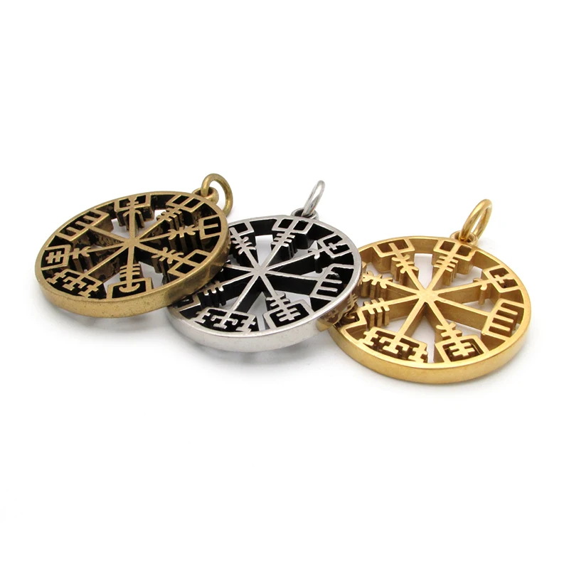 Viking Rune Icelandic Vegvisir Compass Helmet Horror In Runic Circle Pendant  Amulet Collier Necklace
