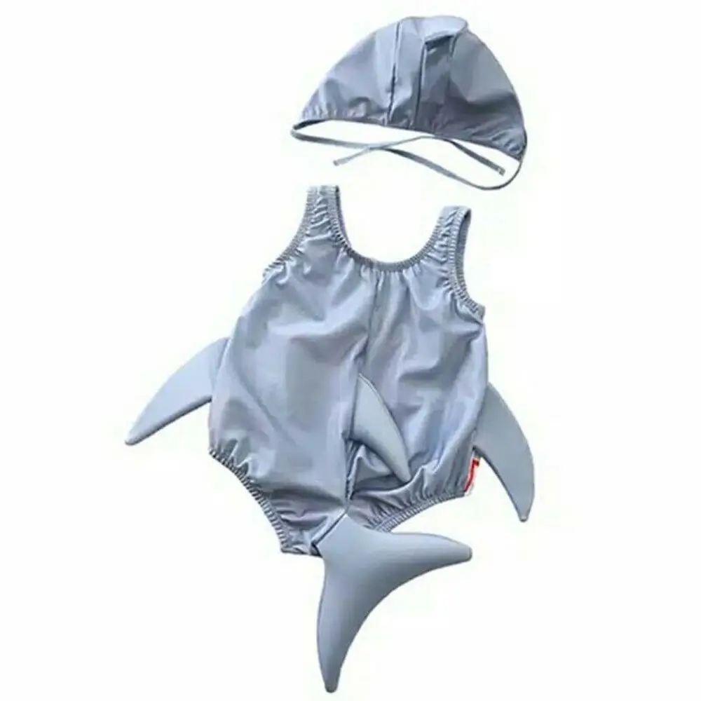 New Toddler Kids Baby Girl Boy Cartoon Shark Print 2Pcs costume da bagno Bikini Cap Beach Summer Cute Swimwear costume da bagno 1-6T