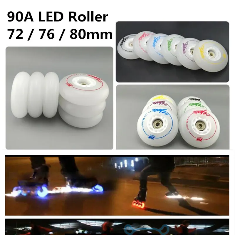 F1 Magala MATTER 90A Slide Roller Skating Wheels 72MM 76MM 80MM LED Flash Shine Slide FSK Rodas for SEBA HV FR Magnet Core 4 pcs